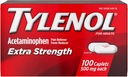 TYLENOL Extra Strength Pain Reliever & Feber Reducer 500 mg, Caplets 100 ea Pack of 2
