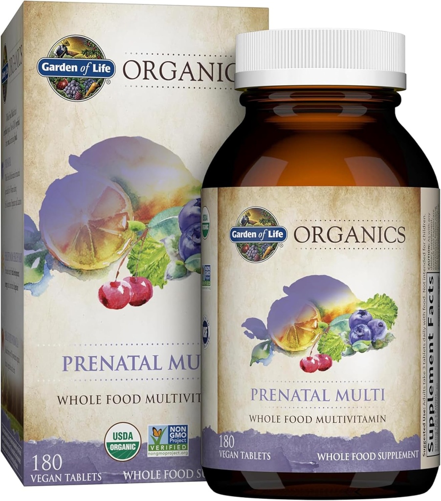 Livets Have Organics Kvinder Prenatal Multivitamin med vitamin D3, B6, B12, C & Iron, Folate for Energy & Sund Føtale Udvikling - Organisk, Non- GMO, Gluten- Free, Vegan, 60 Day Supply