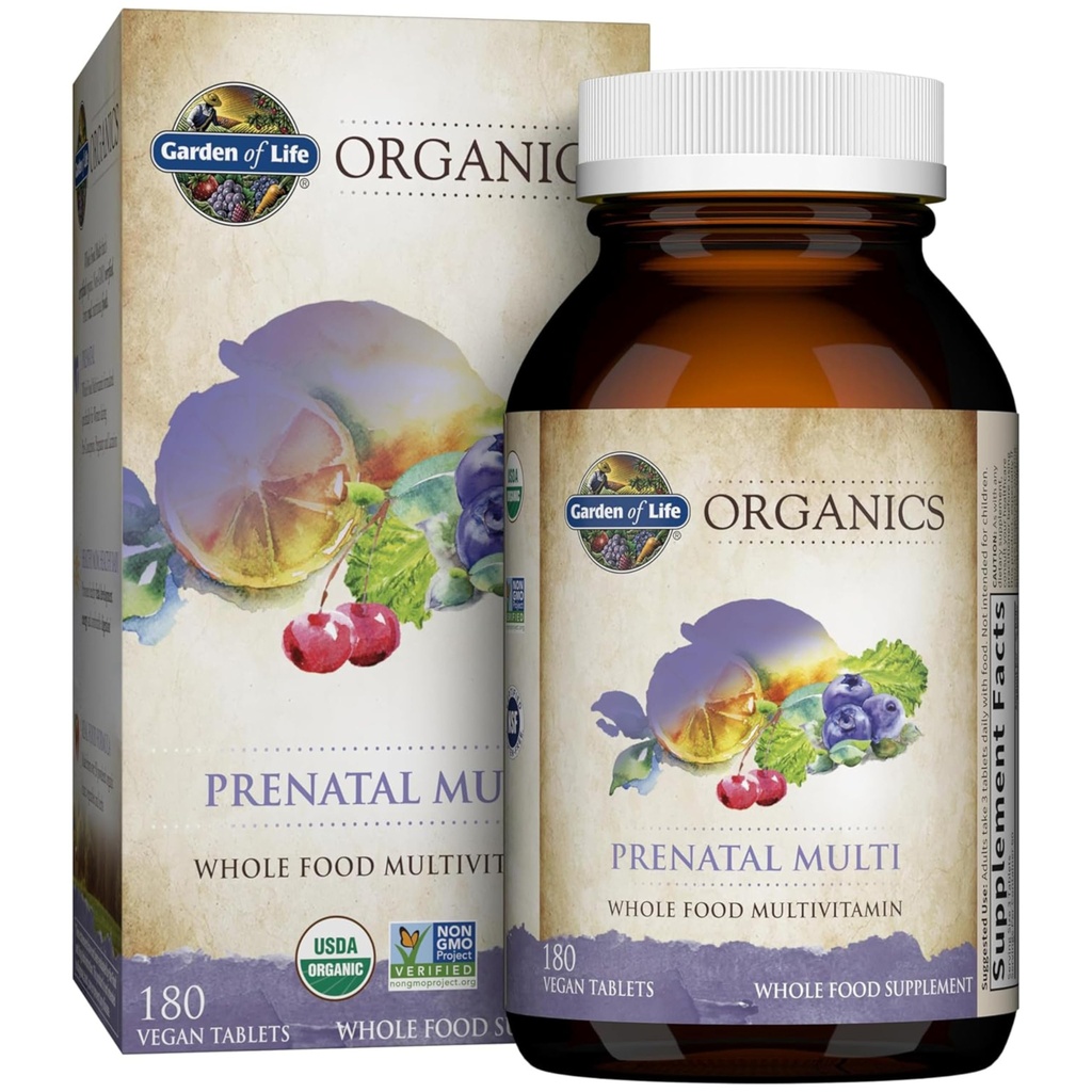 Livets Have Organics Kvinder Prenatal Multivitamin med vitamin D3, B6, B12, C & Iron, Folate for Energy & Sund Føtale Udvikling - Organisk, Non- GMO, Gluten- Free, Vegan, 60 Day Supply