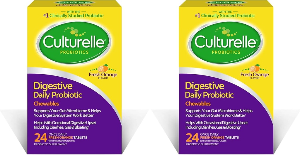 Culturelle fordøjelsessygdomme Daglige Probiotiske Chewables, Probiotiske for mænd og kvinder, De fleste klinisk Studerede Probiotiske Strain, 10 Millioner CFU 'er, Understøtter Lejlighedsvis Diarré, Gas & Bloating, 24 Greve