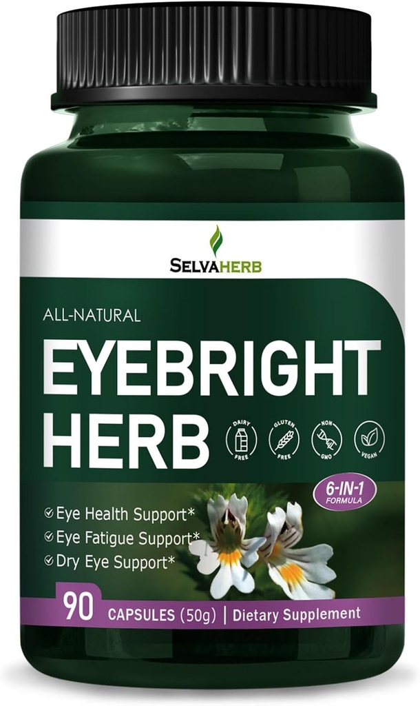 Øjenlyse Herb kapsler, Natural Herbal Extract for Eye Health Support, Eye Træthed Support & Tør Eye Support. 90 Kapsler
