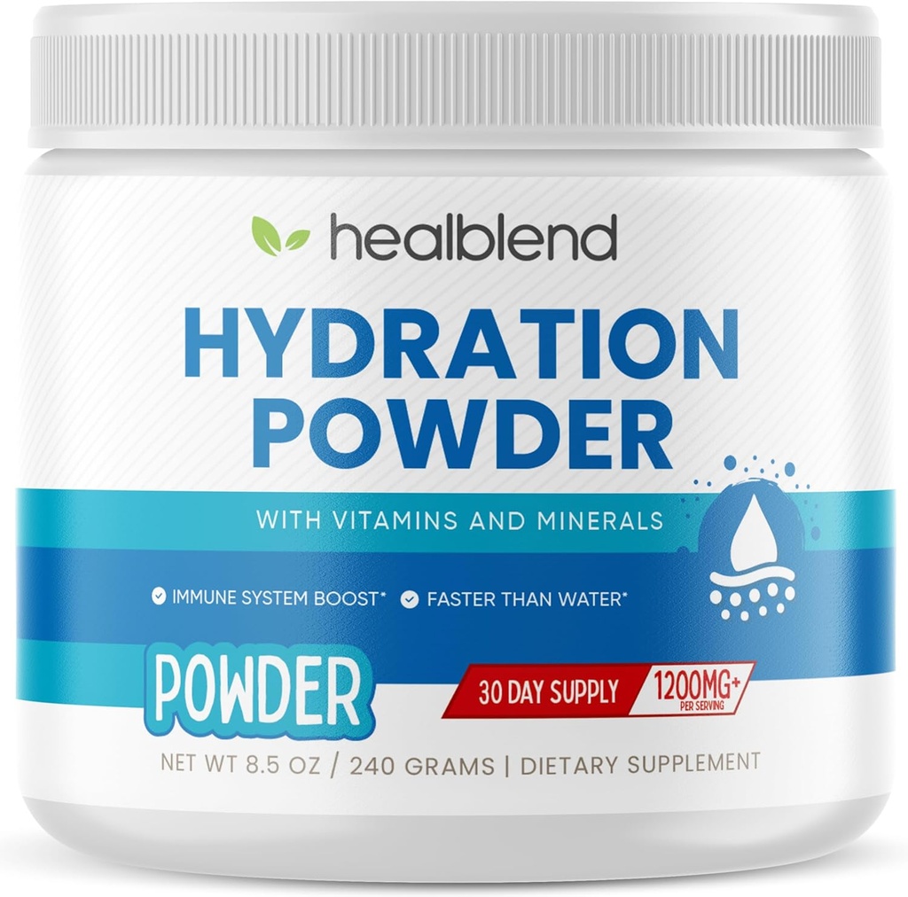 healblend Hydration Powder - Electrolytes Drink Mix med Magnesium, Zink, Real Pink Himalayan Salt, C-vitamin, B Complex for Endurance & Energy
