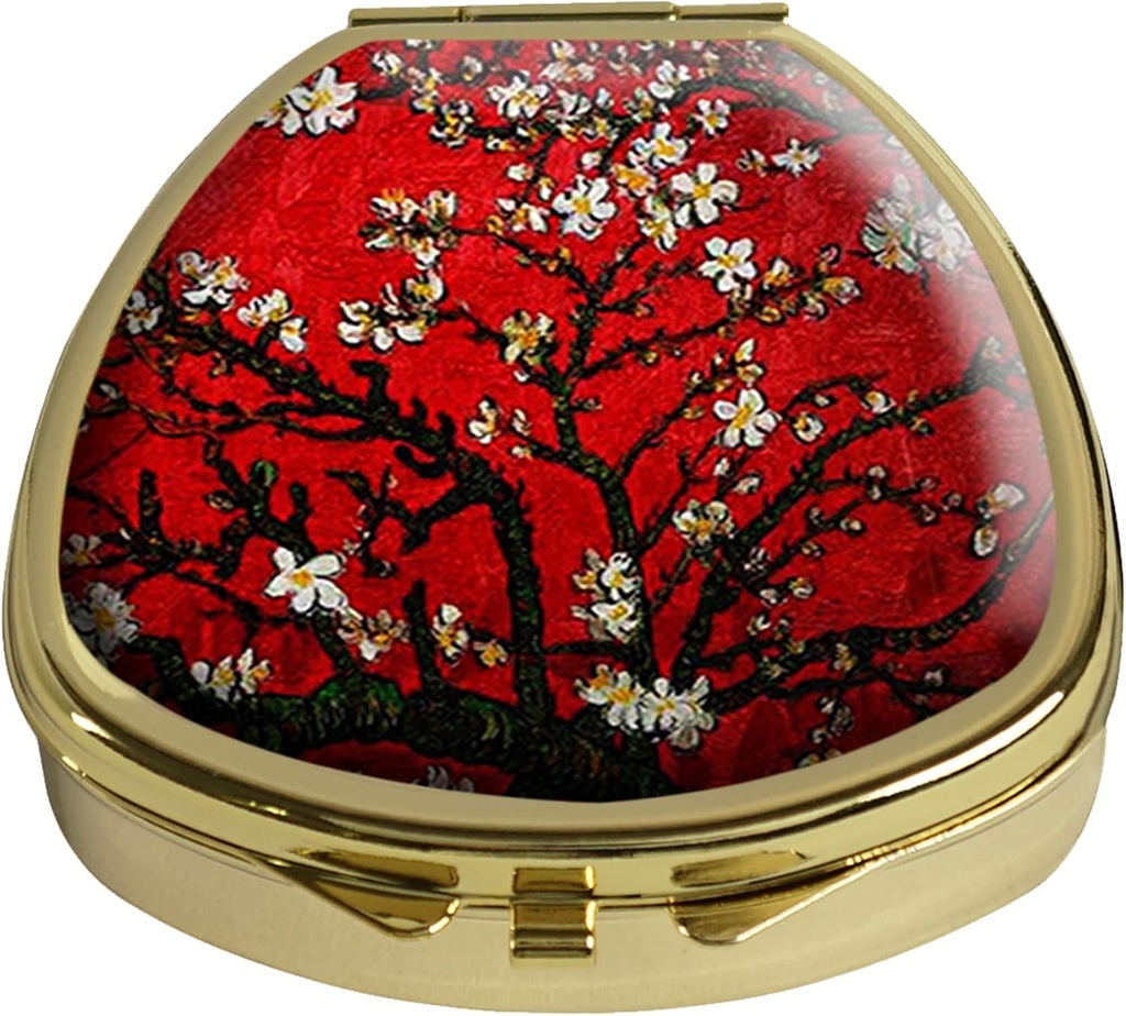 Pill Box Cherry Blossoming Pill sag Pocket Purse Portable Travel Tablet Holder Organizer Glas Cover Dekorative Fan Shap