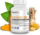 Organixx USDA Organic Gurkemeje Curcumin Supplement til Ashwagandha, Gurkemeje & Ginger - immunforsvar & fælles støtte, gæret for maksimal biotilgængelighed, 60 vegetariske kapsler