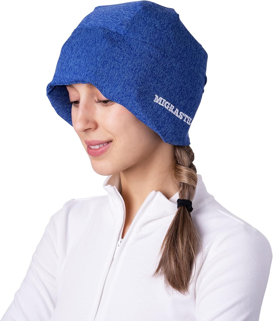 Migrastil MigraFreeze Deluxe Hovedpine & Migræne Hat. Soft, Fleksibel Cooling Gel Cap for Mænd og Kvinder. Form Fitting Ice Pack og hoved wrap med lynlås opbevaringspose. Komfortabel, No- Pain Design.