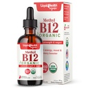 LIQUIDHealth USDA Organic Methyl Vitamin B12 Methylcobalamin Flydende dråber med tærte Cherry Juice - Boost Energy, immunstøtte, Forbedre hukommelse & koncentration - USA Made, Vegan, Non- GMO (2 oz)