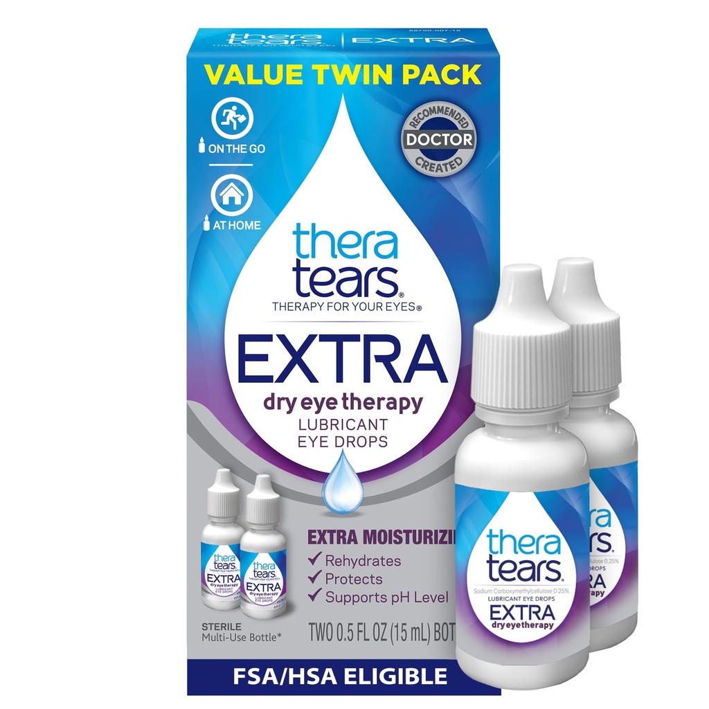 TheraTears Extra Dry Eye Drops, Twin Pack, 2 flasker x 0, 5 fl oz (pakke med 1)