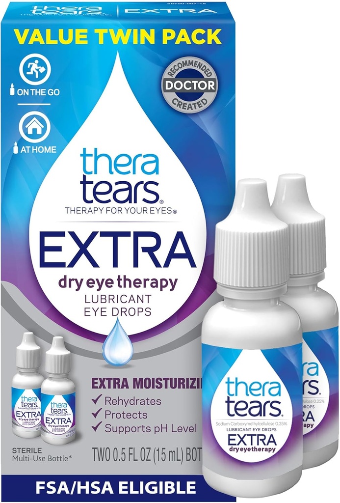 TheraTears Extra Dry Eye Drops, Twin Pack, 2 flasker x 0, 5 fl oz (pakke med 1)