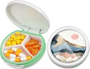 Serfeymi Small Pill Box - 3 afdelinger Portable Pill Box til Purse Pocket, Compact Mini Travel Pill Case - Egnet til medicin, Vitamin, Fish Oil, Kosttilskud - Hvid (Mountain Sunrise)