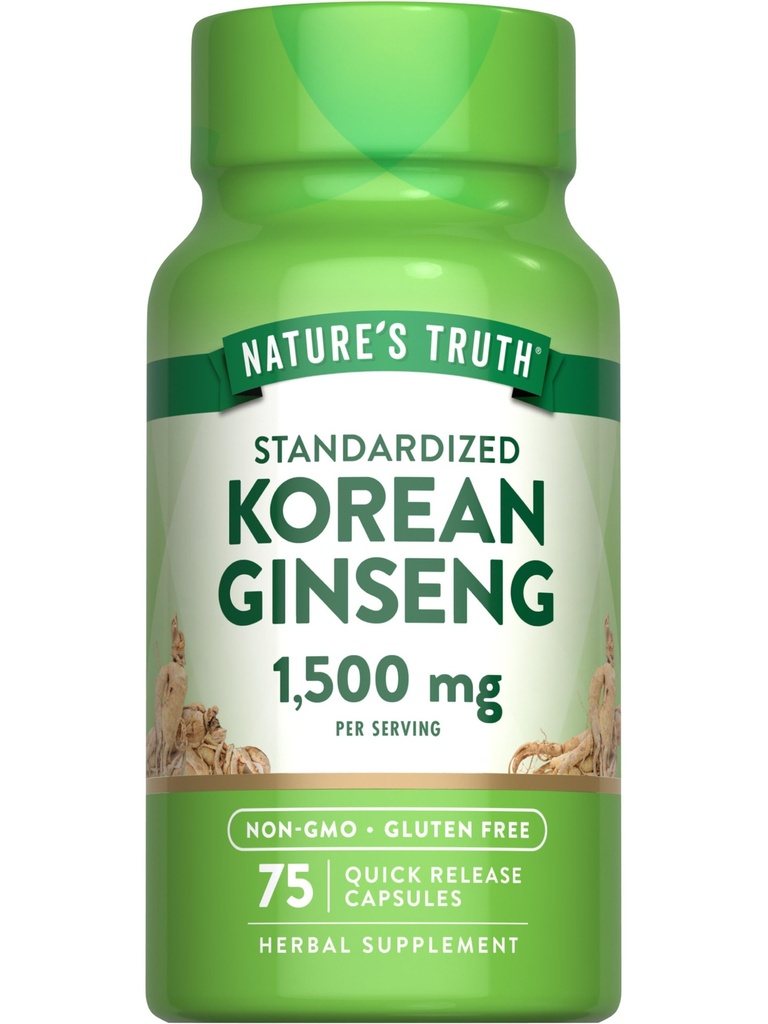Nature 's Truth Koreansk Ginseng Kapsler Note 124; 75 Greve Note 124; Standardized Extract Note 124; Non- GMO & Gluten Free Supplement