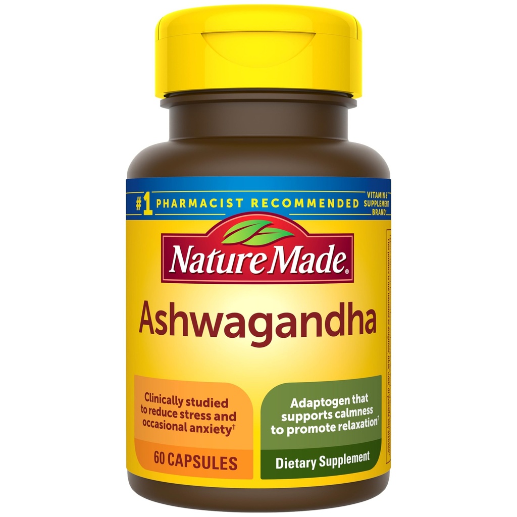 Nature Made Ashwagandha kapsler 125mg til stress support, 60 kapsler, 60 dages forsyning