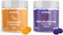 Droppels Multi Mushroom & Vitamin C Gummies Bundle Buddy 124; Vegansk immunforsvar Supplement 124; Mushroom Udtrækker med Reishi, Lion 's Mane, Chaga & mere + 180 mg C-vitamin 124; Blandede bær & Tangerine Flag, 2