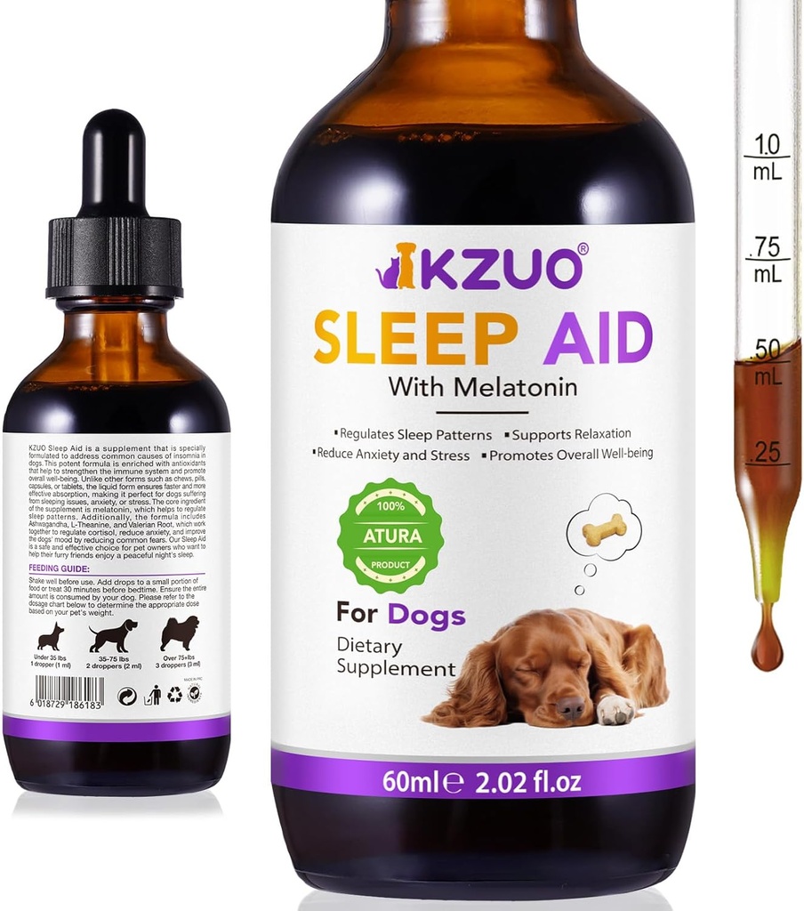 Melatonin til hunde, Hundemelatonin, Angst Relief til hunde, for små til store hunderacer, Understøtter afslapning, Regulerer søvnmønstre, fremmer samlet velvære, Hundesøvn Aid