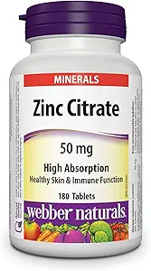 Webber Naturals Zink Citrate 50 mg, 180 tabletter