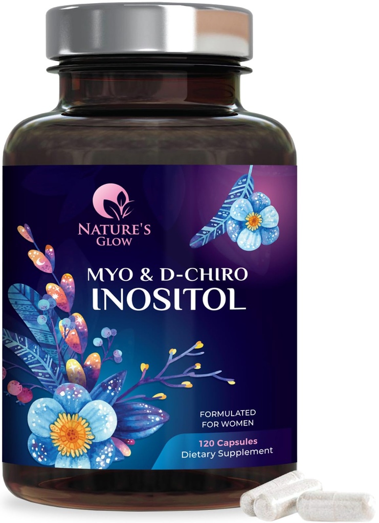 Myo- Inositol & D- Chiro Inositol 1025mg - 40: 1 Ideel forhold til ovariestøtte, Vegan Myo & D Chiro Supplement for kvinders naturlige balance og Hormone Support, Vitamin B8, Non- GMO - 120 Kapsler
