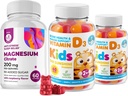 D-vitamin Gummier til børn og voksne 2000 IE og Magnesium Gummies - Sunde vitamin D3 Kosttilskud 1000IE - Vegetarisk Gelatin- fri immunforsvar med sukker- fri Magnesium Calm Tygge til børn og voksne