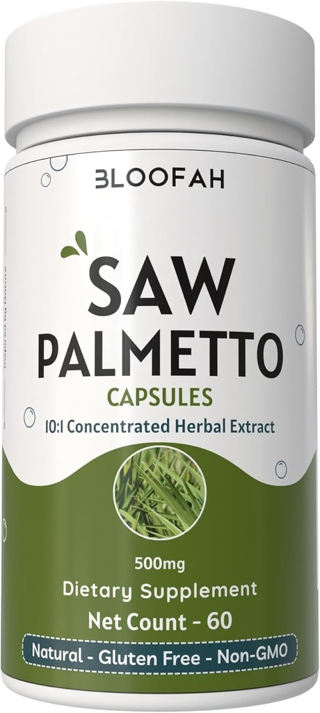 Saw Palmetto Capsules 500 mg 10: 1 Koncentreret ekstrakt 124; Serenoa Repens Herbal Supplement 124; Non- GMO, Gluten- Free Easy- to- Take Capsules (60 Greve (pakke med 1))