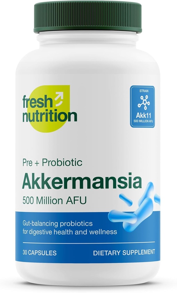 Akkermansia Muciniphila Probiotic 500M AFU for GLP-1 Produktion - Pre + Probiotic Supplement - 30 Kapsler