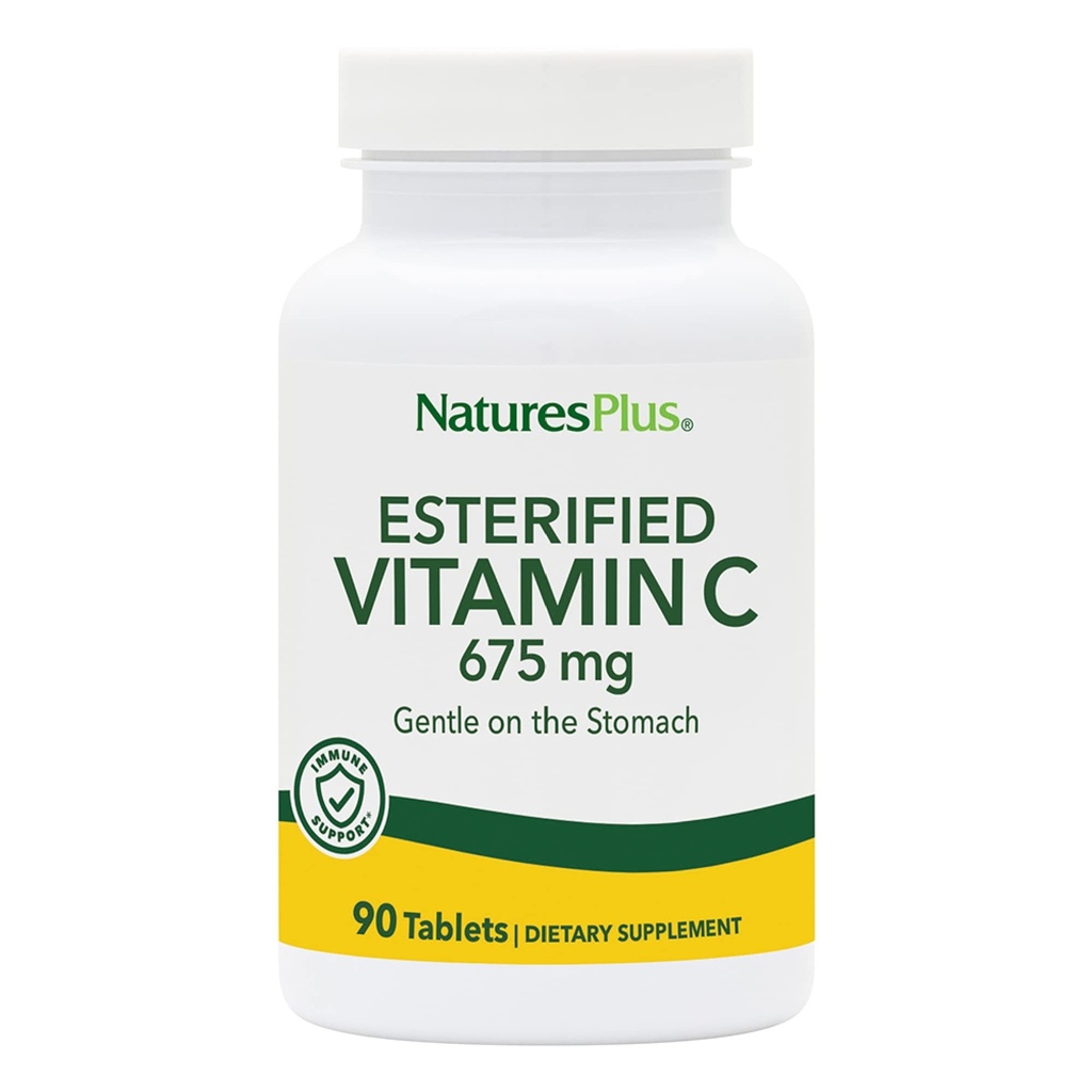 NaturPlus Esterificeret C-vitamin - 675 mg, 90 tabletter - blid på Maven - Vegetarisk, Gluten Gratis - 90 Servering