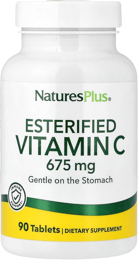 NaturPlus Esterificeret C-vitamin - 675 mg, 90 tabletter - blid på Maven - Vegetarisk, Gluten Gratis - 90 Servering