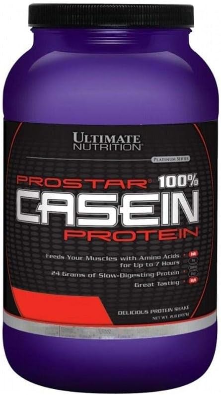 Ultimate Nutrition Prostar Micellar og hydrolyseret Casein Protein Powder - Fat Free Overnight Muscle Growth and Recovery med BCAAs, 2 Pounds, Vanilla