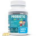 Balance One Time- Release Kids Probiotiske - Op til 15x bedre overlevelsesevne - 3 Millioner CFU - Gut & fordøjelsesstøtte til børn - Sukker fri, nem at synke, 2 Måned Supply