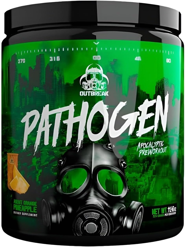 Pathogen Pre Workout - Energy Boosting Preworkout Powder, Energy Inducing Stimulanter og Muscle Pump Evolking Compounds (Agent Orange- Ananas, 11.45 oz.)