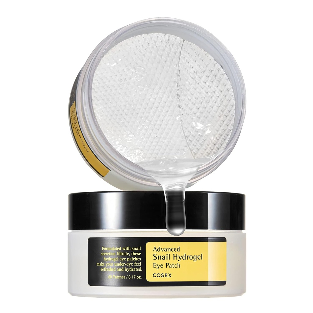 COSRX Advanced Snegl Hydrogel Eye Patch (60pc), Gel Serum Mask, Puffy Undereye Treament, Fine Lines, Genopfrisk, Hydrate Mea124; Paraben gratis, Koreansk hudpleje