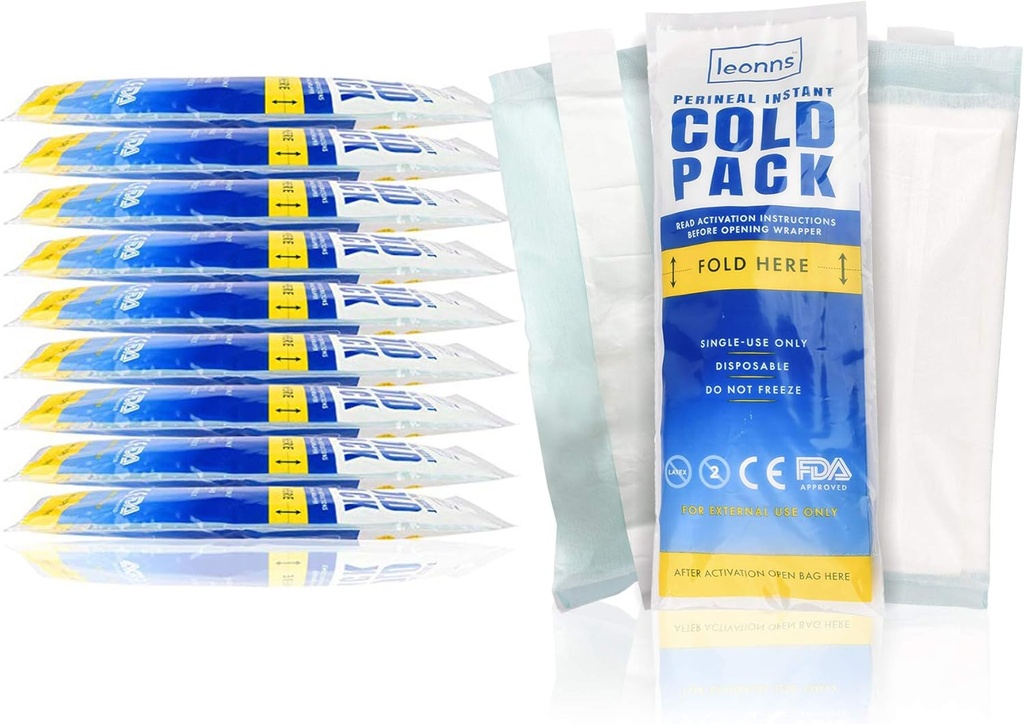 Perineal Ice Packs til Postpartum w / Klæbestrimler 124; Perineal Cold Pack - 2 i 1 Ice Pack Pads til efter fødslen - Instant Ice Maxi Pads (24)