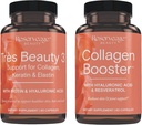 Reserveage Skønhed, Tres Skønhed 3, Skønhed supplement til hårvækst, hudpleje og neglepleje 90Caps & Collagen Booster, Collagen supplement til hudpleje og fælles sundhed, Understøtter Healt 60Caps