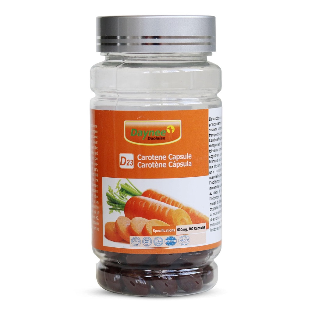 AIHIYO Caroten Soft Capsule, 500mg Beta Caroten supplement, Support Sunde Hud og Øjne, 100 Tæl