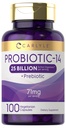 Carlyle Probiotika til mænd og kvinder; 25 Millioner CFU- 124; med Prebiotics - 124; 100 Kapsler - 124; Vegetar, Non- GMO, & Gluten Free Supplement