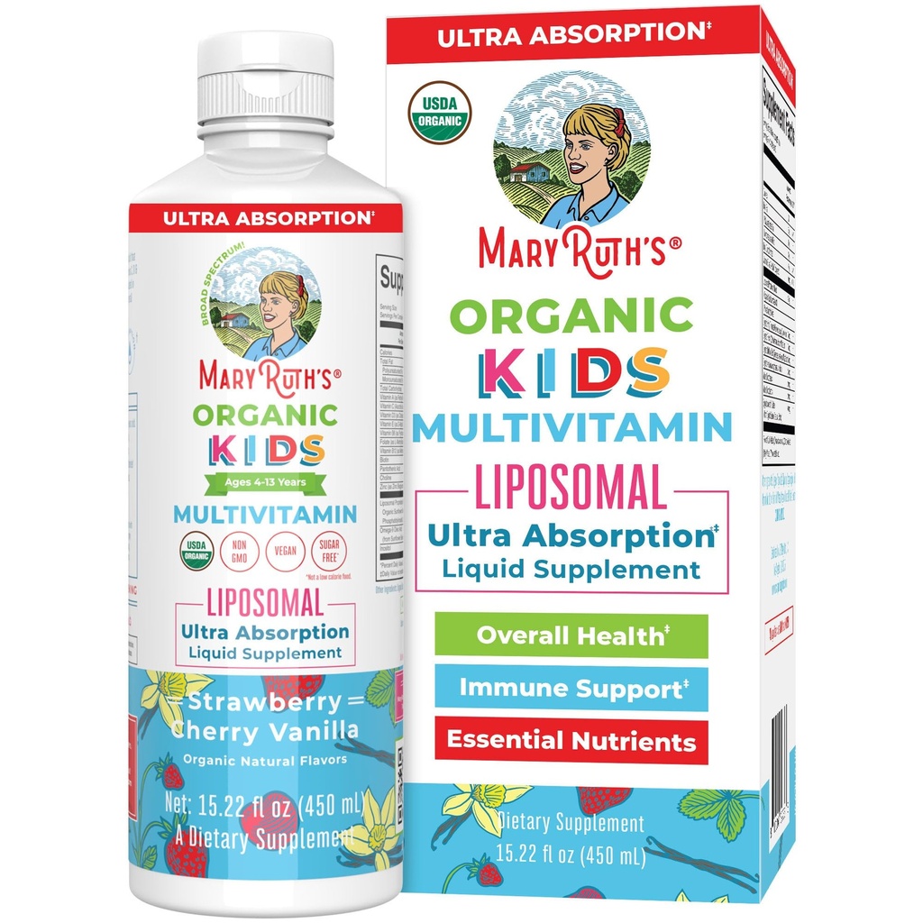 MaryRuth Organics Kids Multivitamin Liposomal Name 124; Vegan, Sugar- Free Vitaminer til børn