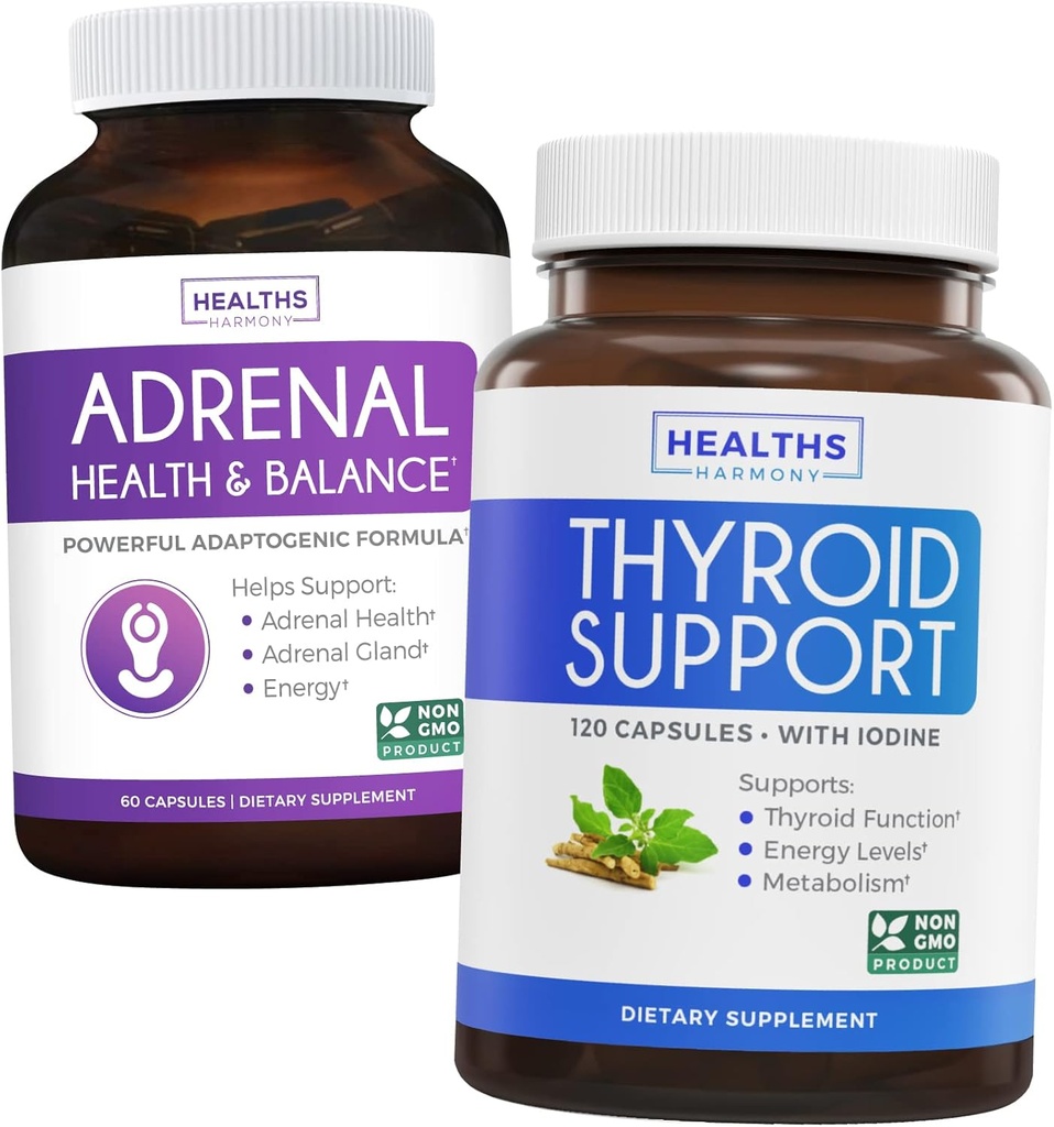 Bundle af Thyroid Support & Adrenal Support - Komplet Balance Bundle Thyroid Support med jod Forbedre din energi og adrenal Support & Cortisol Manager (non-GMO) Kraftfuld Adrenal Health Support