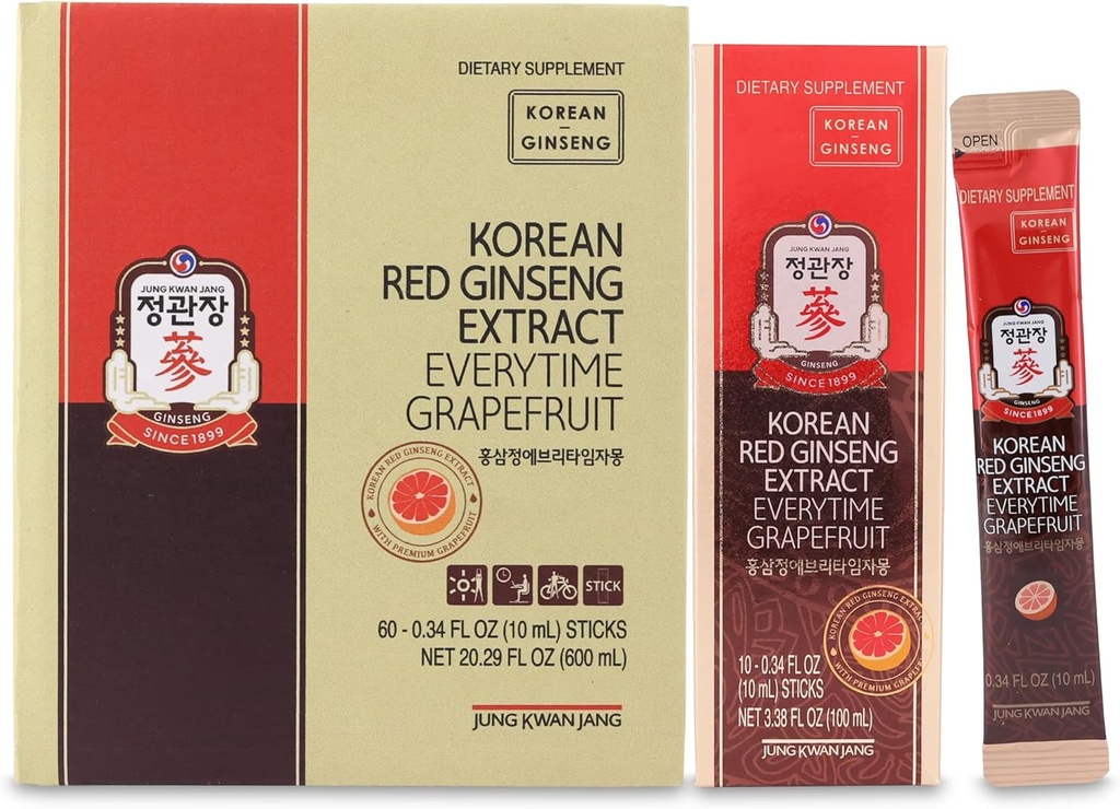 JUNG KWAN JANG Koreansk Rød Ginseng Uddrag Everytime Grapefrugt 1000mg