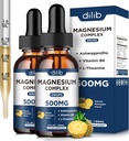 Magnesium Glycinate Liquid Drops 500mg - Triple Magnesium Complex supplement med citrat, Malat, Ashwagandha, L- Theanin, B6-vitamin til søvn, Stress Relief, Muskel, Ananas Flavor 4 Fl Oz