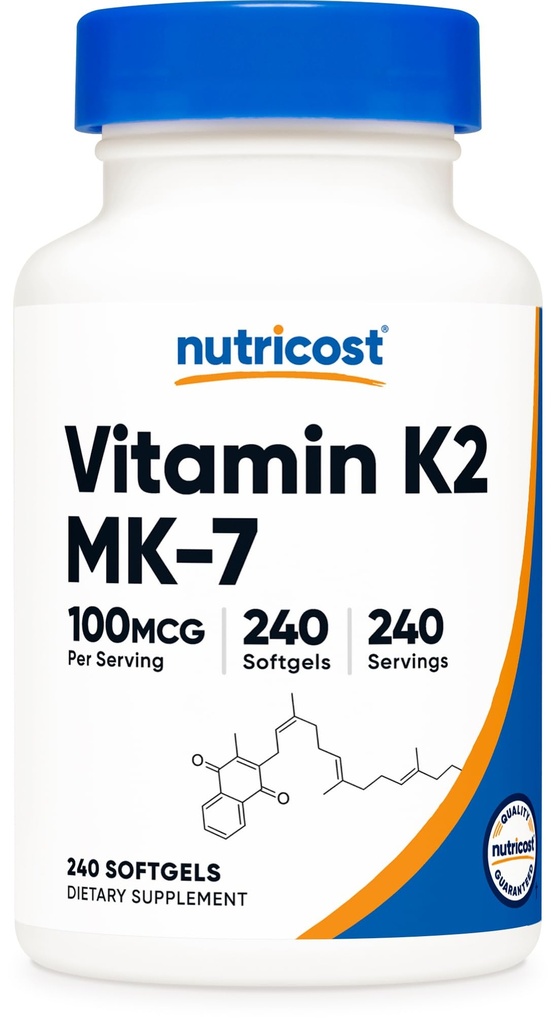 Nutricost Vitamin K2 MK- 7 100 mcg, 240 Softels - Gluten Free and Non- GMO MK7
