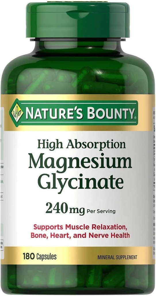 Naturens Bounty High Absorption Magnesium Glycinate 240mg 180 Kapsler
