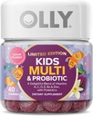 OLLY Kids Multivitamin & Probiotic, Limited Edition, fordøjelsesstøtte, Vitamin A, D, C, E, B, Zink, Chewable Supplement, Sukker Plummy - 40ct