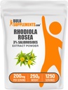 BulkSupplements.com Rhodiola Extract Powder - 3% Salidrosides, Rhodiola Rosea Extract - Herbal Supplement, Gluten Free, 200mg per Serving, 250g (8,8 oz) (Pack of 1)