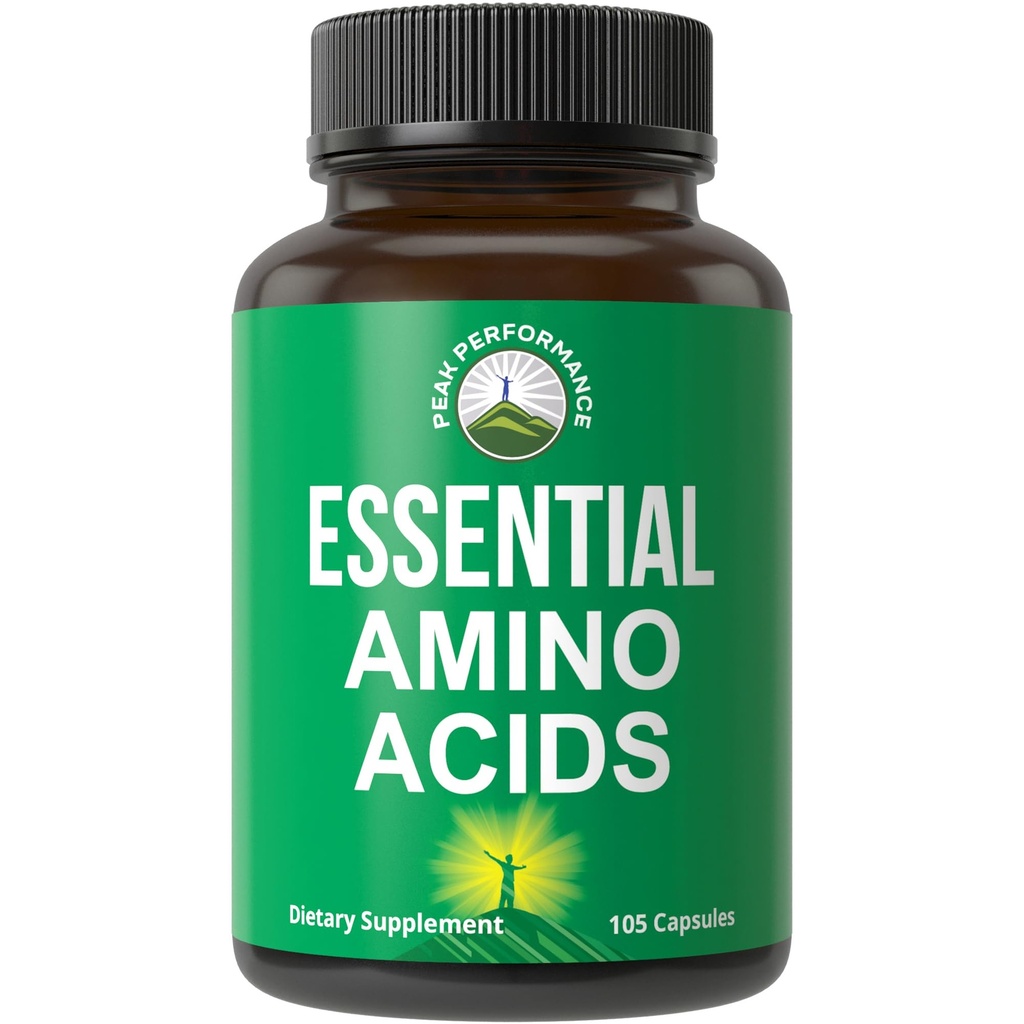 Alle 9 essentielle aminosyrer supplement. Kapsler med 3X mere Leucin til muskel opsving, vækst. EAA supplement bedre end BCAA / BCAAS forgrenet kæde Aminos Acid. USA Testede EAA 'er for mænd + kvinder