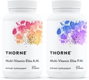 THORNE - Multi- Vitamin Elite - Dagligt næringstilskud - AM Formel understøtter Cellular Energy Production & PM Formel støtter Restaured Sleep * - Gluten- Free, Dairy- Free - 180 Kapsler - 30 Servering
