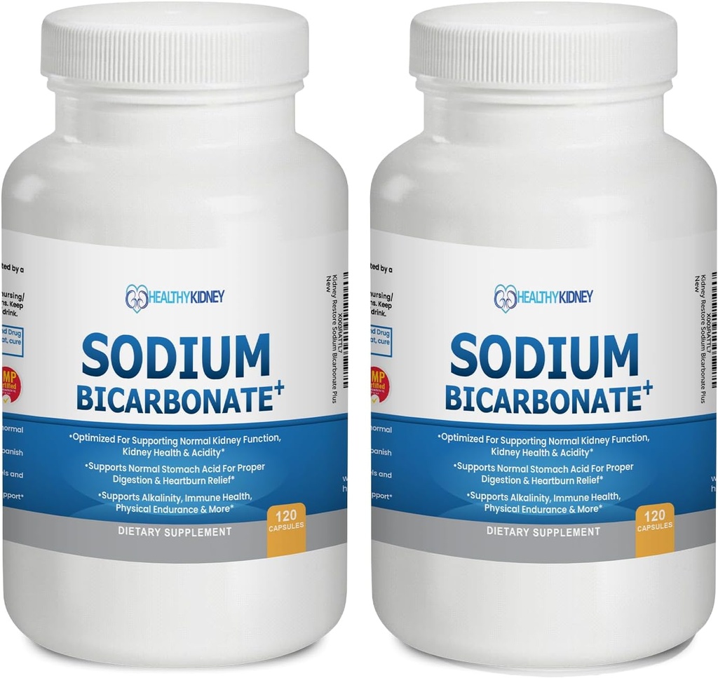Økologisk natrium Bicarbonat Alkaline kapsler - øger nyresundhed, Neutraliserer Mavesyre med alkaliserende superfødevarer, understøtter immunsystem & atletisk ydeevne, hurtig Relief Antacida 2 Pack