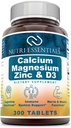 Calcium Magnesium Zink + D3- vitamin tabletter - fremmer stærke knogler & tænder, Support Nerve & Muskelfunktion * (300 Tæl)