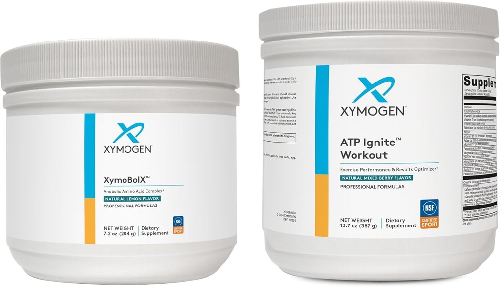 XYMOGEN XymBolX Lemon + ATP Ignite workout Powder Bundle - understøtter ydeevne, inddrivelse + energi (2 flasker, 7.2oz + 13.7oz Hver)