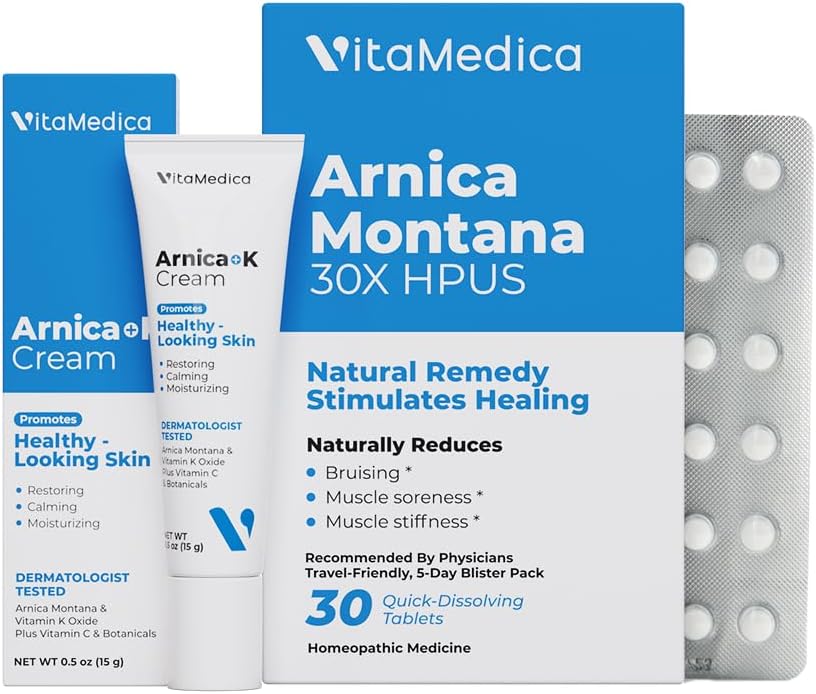 VitaMedica Buddy 124; Arnica Filler Kit Bundle Buddy 124; Arnica Montana 30X Blister Pack + Arnica & Vitamin K Topical Cream Buddy 124; Vitamin K Topical Cream Buddy 124; Softens, Calms, Fugt, & Restores Briised Skin Buddy 124; Recovery