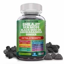 Shilajit Gummies med Irish Sea Moss Black Seed Oil Ashwagandha Ginger Elderberry Vitamin D3 Chlorophyll Gurkemeje Bladerwrack Avanceret styrke Formel Resin Shilajit for mænd og kvinder