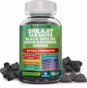 Shilajit Gummies med Irish Sea Moss Black Seed Oil Ashwagandha Ginger Elderberry Vitamin D3 Chlorophyll Gurkemeje Bladerwrack Avanceret styrke Formel Resin Shilajit for mænd og kvinder