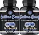 Bedtime Beauty, Collagen Infused Night Time Sleep Aid, All Natural Pills with L-Theanine, Melatonin, Magnesium & Hyaluronic Acid by Angry Supplements (2-Bottles)