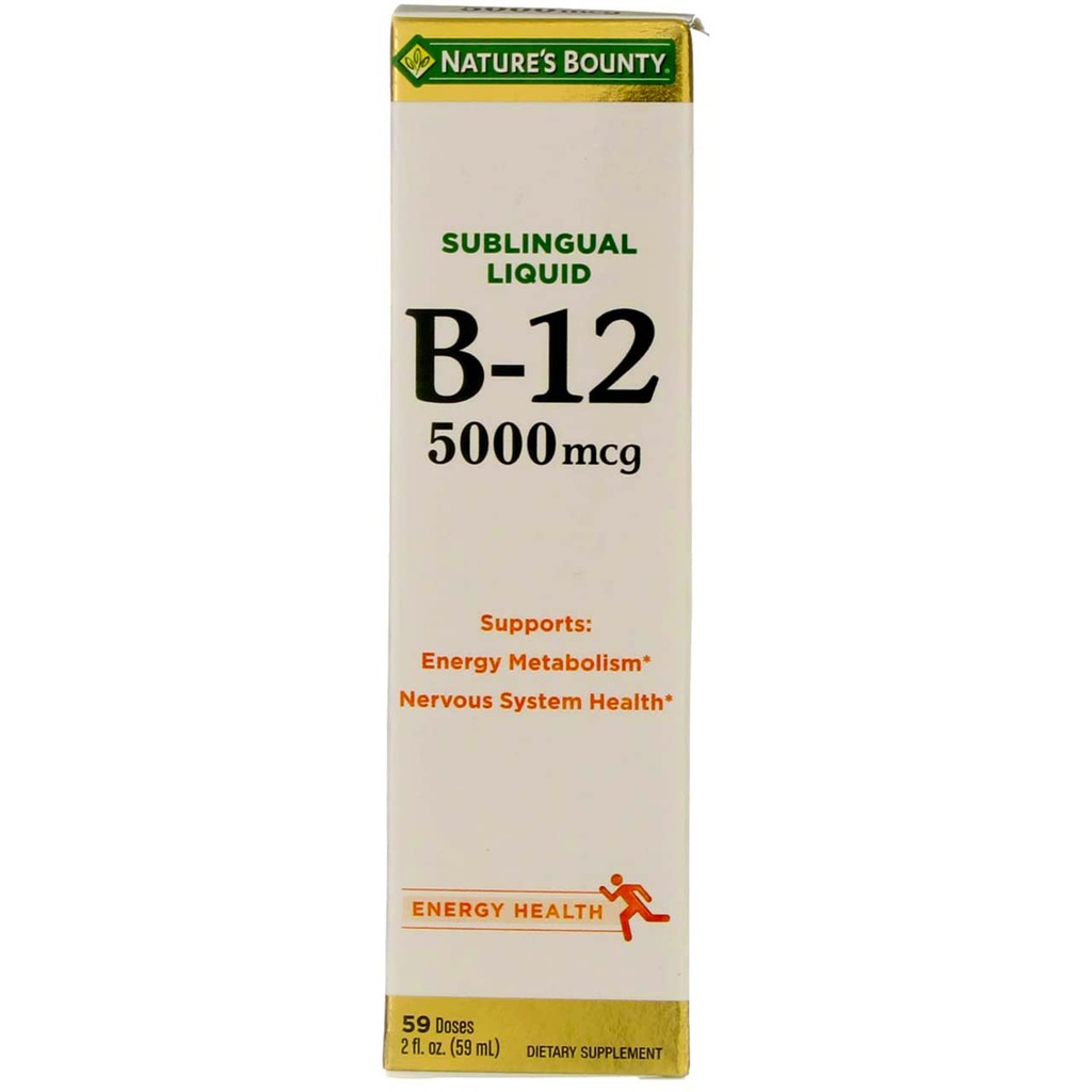 Nature 's Bounty B- 12 5000 mcg Sublingual Liquid Energy Health 2 oz (pakke med 4)